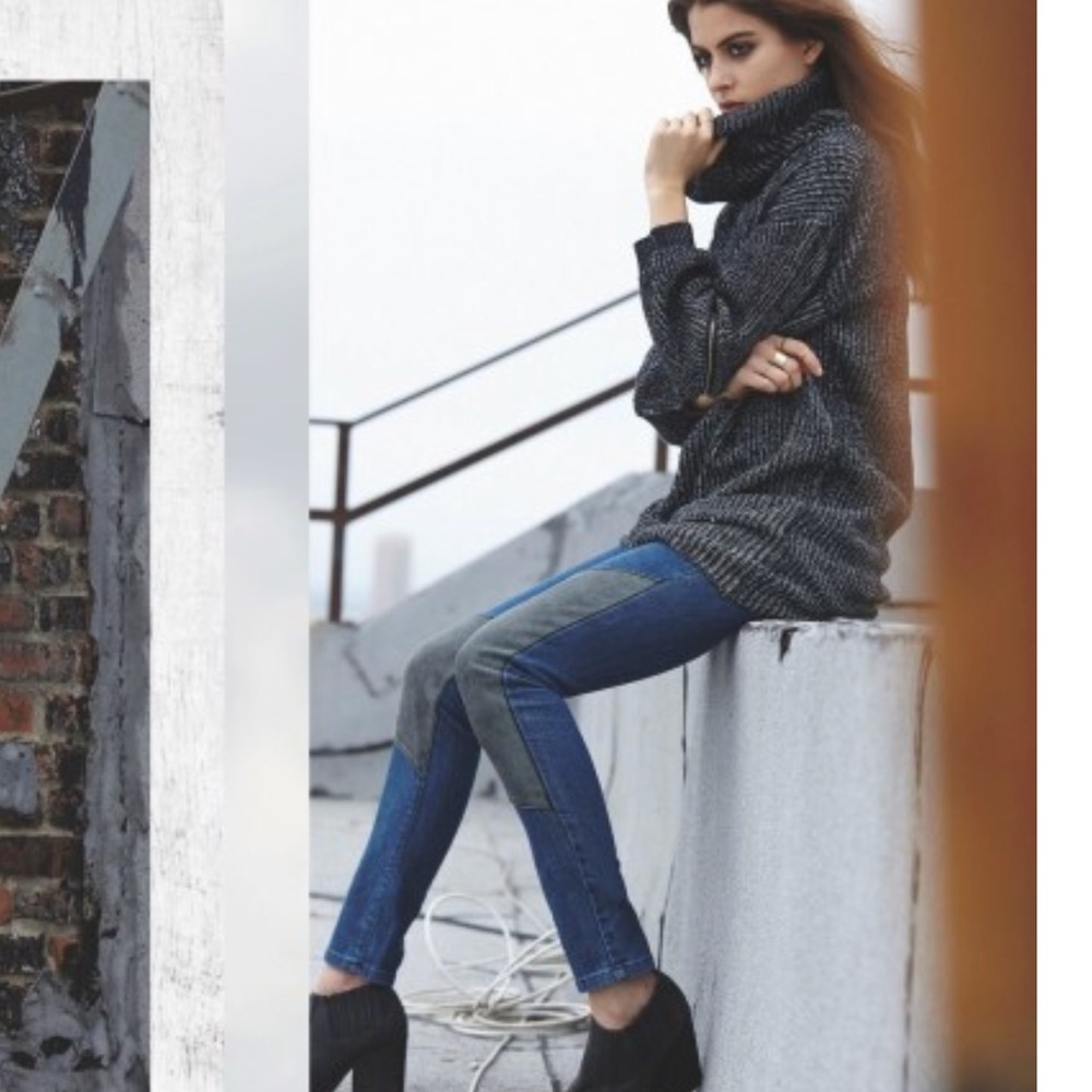 LF carmar denim with gray leather patch
